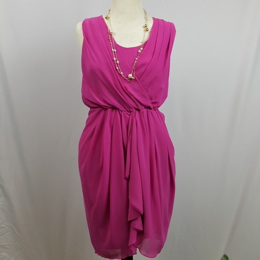 Alberta Ferretti magenta, empress waist knee length  dress sz‎ 8